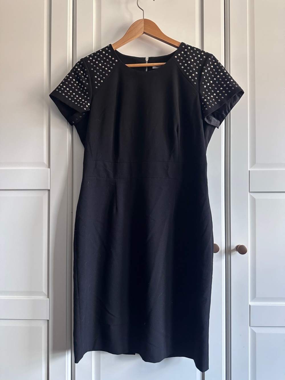 Calvin Klein Black Studded Short Sleeve Sheath Dress